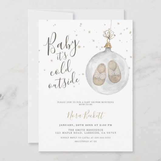 Baby het koud is buiten het winterBaby shower Kaart (Voorkant)