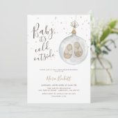 Baby het koud is buiten het winterBaby shower Kaart (Staand voorkant)