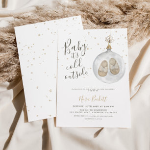 Baby het koud is buiten het winterBaby shower Kaart