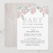 Baby Het Koud Roze Pine Cone Drive-by Baby shower Kaart (Voorkant / Achterkant)