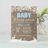 Baby het koude Baby shower buiten het Deer Winter  Kaart (Staand voorkant)