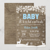 Baby het koude Baby shower buiten het Deer Winter  Kaart (Voorkant / Achterkant)
