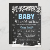 Baby het koude Baby shower buiten het Deer Winter  Kaart (Voorkant / Achterkant)