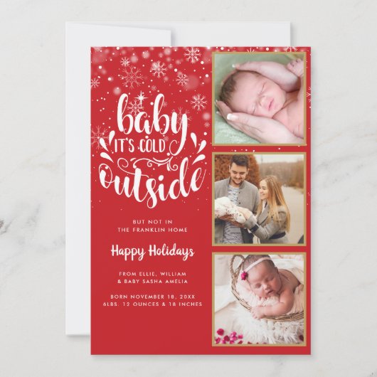 Baby Het Koude buiten 3 Foto Aankondiging geboorte (Voorkant)