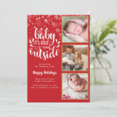 Baby Het Koude buiten 3 Foto Aankondiging geboorte (Staand voorkant)