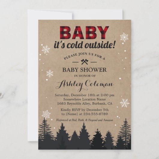 Baby het Koude buiten het Baby shower van de Lumbe Kaart (Voorkant)