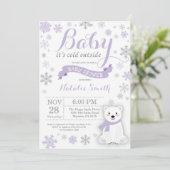 Baby het Koude Paarse Baby shower buiten de winter Kaart (Staand voorkant)