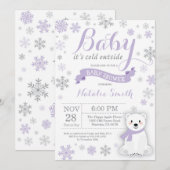 Baby het Koude Paarse Baby shower buiten de winter Kaart (Voorkant / Achterkant)