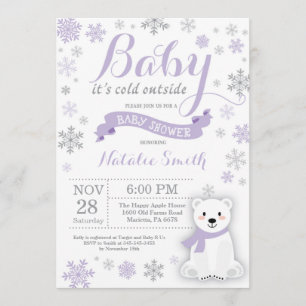 Baby het Koude Paarse Baby shower buiten de winter Kaart