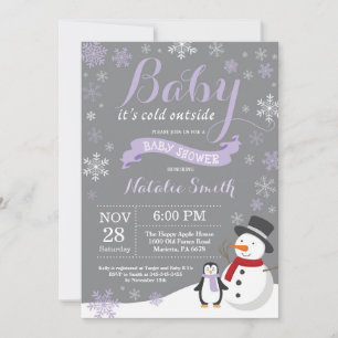 Baby het Koude Paarse Baby shower buiten de winter Kaart