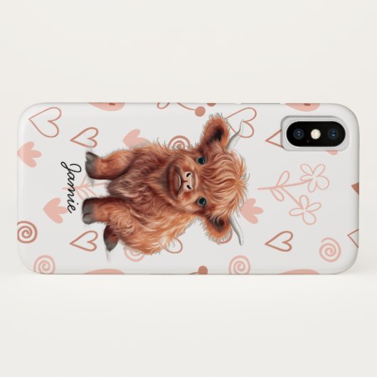 Baby Highland Koe Aangepaste naam Case-Mate iPhone Case (Achterkant (horizontaal))