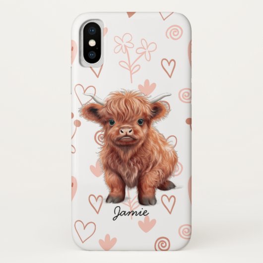 Baby Highland Koe Aangepaste naam Case-Mate iPhone Case (Achterkant)