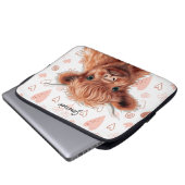 Baby Highland Koe Aangepaste naam Laptop Sleeve (Voorkant onderkant)