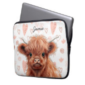 Baby Highland Koe Aangepaste naam Laptop Sleeve (Voorkant Links)