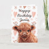 Baby Highland Koe Birthday Aangepaste naam Kaart (Voorkant)