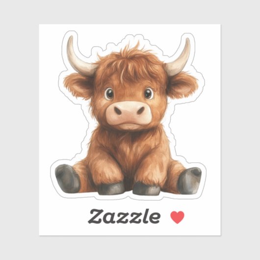 Baby Highland Koe, Hydro Flask Sticker (Vel)