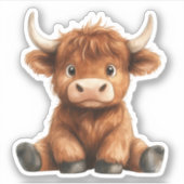 Baby Highland Koe, Hydro Flask Sticker (Voorkant)