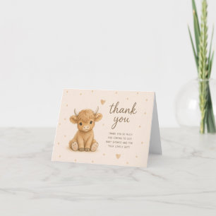 Baby Highland Koe Kalveren Baby Shower Bedankkaart
