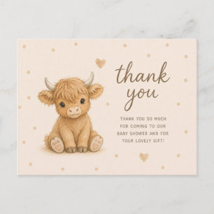 Baby Highland Koe Kalveren Baby Shower Bedankt Briefkaart