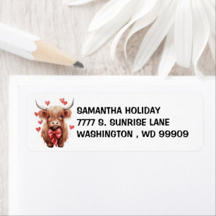 Baby Highland Koe Liefde Valentijn Waterverf Etiket