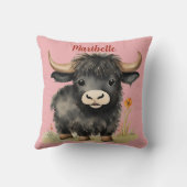 Baby Highland Koe Meisjes Gepersonaliseerd Kussen (Achterkant)