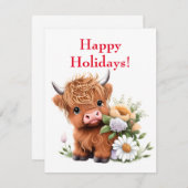 Baby Highland Koe met Daisies Vakantie Kaart (Voorkant / Achterkant)