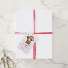 Baby Highland Koe Santa Script Vrolijk Kerstfeest Cadeaulabel