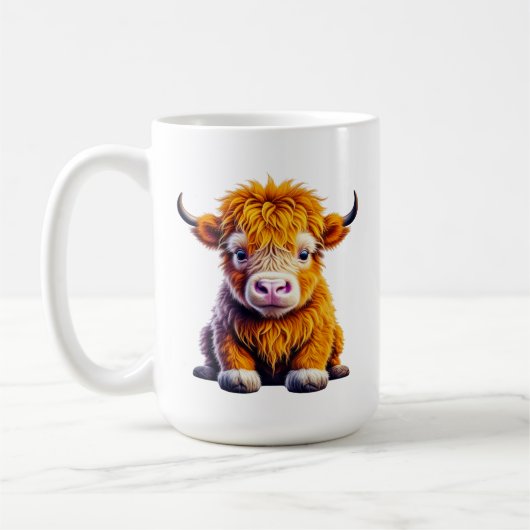 Baby Highland Koe Schattige AI Art Koffiemok (Links)