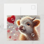 Baby Highland Koe Valentijn Briefkaart (Voorkant / Achterkant)