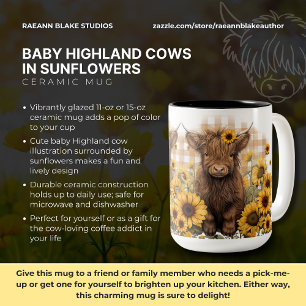 Baby Highland Koeien in Zonnebloemen Keramische Mo Tweekleurige Koffiemok