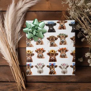Baby Highland Koeien Shower Verjaardag Cadeaupapier