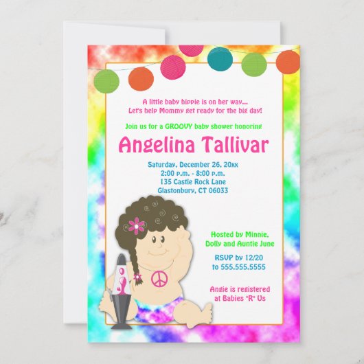Baby Hippie 60s 70s Groovy Baby shower Kaart (Voorkant)