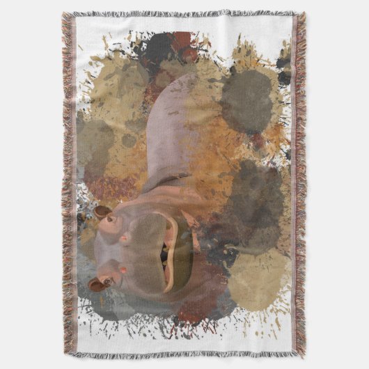 Baby Hippo Abstracte Verf Splatter Wildlife Deken (Voorkant Verticaal)