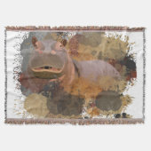 Baby Hippo Abstracte Verf Splatter Wildlife Deken (Voorkant)