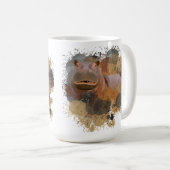 Baby Hippo Abstracte Verf Splatter Wildlife Koffiemok (Voorkant rechts)