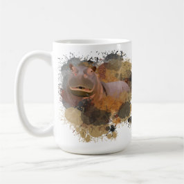 Baby Hippo Abstracte Verf Splatter Wildlife Koffiemok