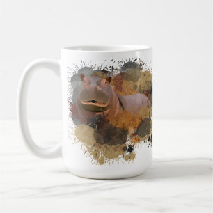 Baby Hippo Abstracte Verf Splatter Wildlife Koffiemok