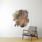 Baby Hippo Abstracte Verf Splatter Wildlife Wandkleed (In Situ (horizontaal))