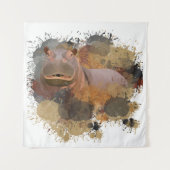 Baby Hippo Abstracte Verf Splatter Wildlife Wandkleed (Voorkant)