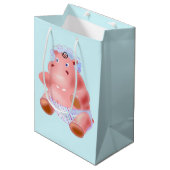 Baby Hippo Baby Gift Bag - Aangepaste kleuren - Te Medium Cadeauzakje (Voorkant Gekanteld)