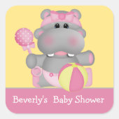 Baby Hippo Baby shower Sticker (Voorkant)