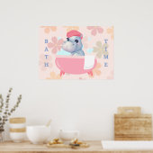 Baby Hippo Bath Time Poster (Keuken)