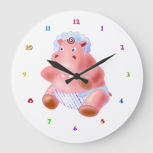 Baby Hippo Clock Grote Klok (Voorkant)