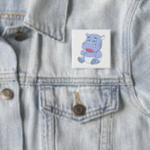Baby Hippo Crying Vierkante Button 5,1 Cm (In situ)