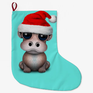 Baby Hippo die een Santa Hat draagt Grote Kerstsok