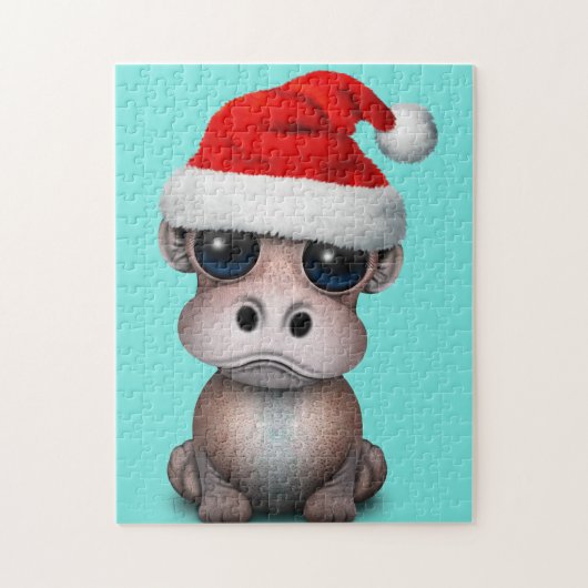 Baby Hippo die een Santa Hat draagt Legpuzzel (Verticaal)