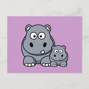 Baby Hippo Family, Cute Wild Safari Briefkaart