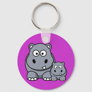 Baby Hippo Family, Cute Wild Safari Sleutelhanger