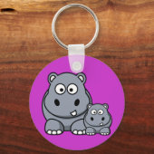 Baby Hippo Family, Cute Wild Safari Sleutelhanger (Voorkant)