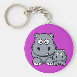 Baby Hippo Family, Cute Wild Safari Sleutelhanger